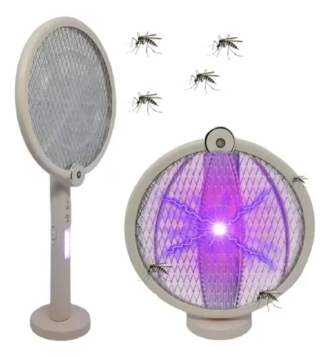 Raquete Eletrica Led Usb Inseto Uv Luz Roxa