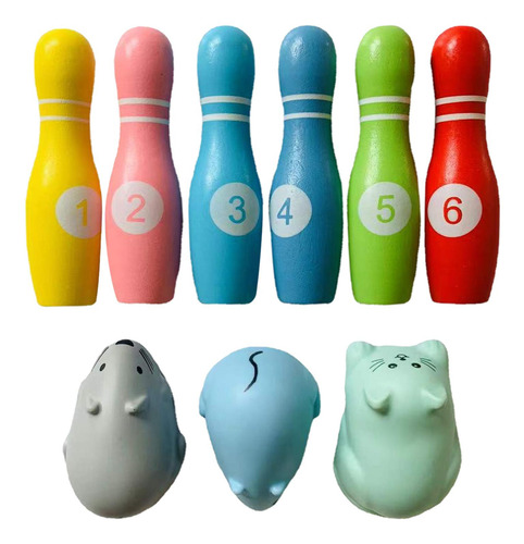 Juego De Bolos De Madera Juguete De Desarrollo Temprano Para