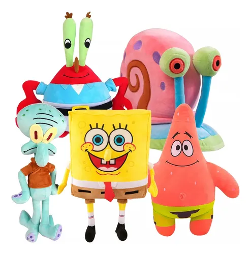 comprar 5 Peluches Bob Esponja, Patricio, Gary, Calamardo, Eugeneh.k