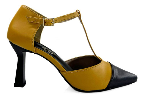 Sapato Feminino Scarpin Bicolor Confortavel Mozione Taça