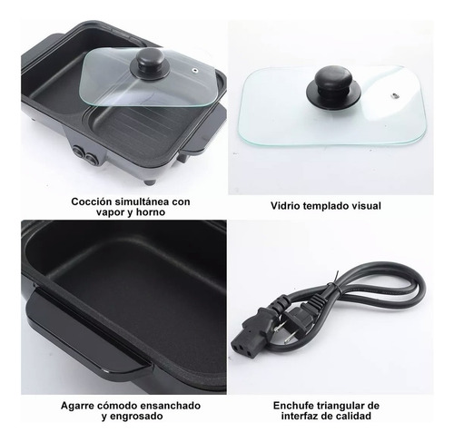 . 2 En 1 Sartén Eléctrico Antiadherente 1200w Portatil Hogar