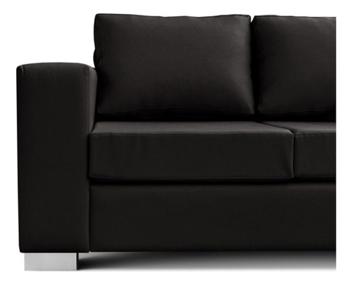 Sillon Sofa 3 Cuerpos Living Cuerina Negro Oferta Hoy