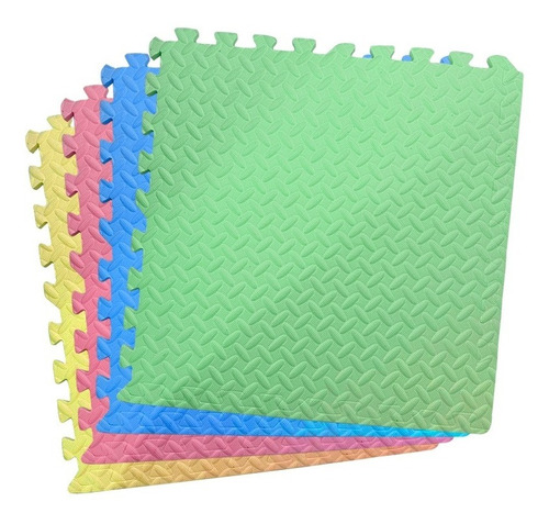 Pack 3 Alfombras Piso Goma Eva Liso Set 4 Cuadros 60x60cm