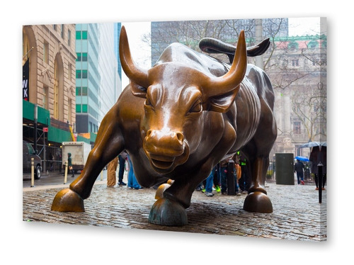 Cuadro 20x30cm Toro Wall Street Ny New York Finanza Economia