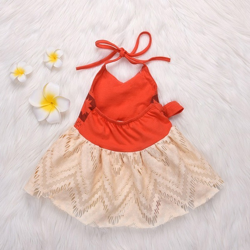 Imagem 6 de 7 de Fantasia Vestido De Festa Infantil Princesa Moana Bebê
