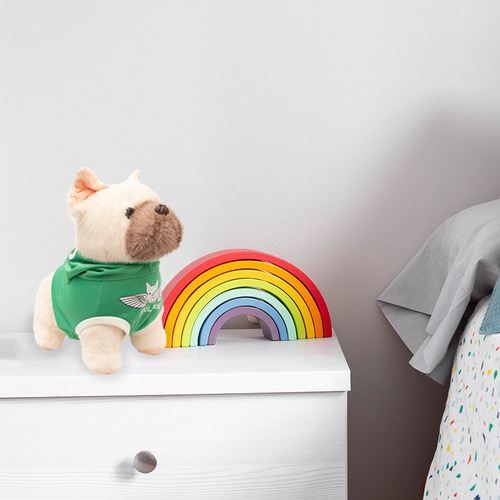 Perrito De Peluche Con Sudadera Ultra Suave Y Esponjoso 30cm Color Verde