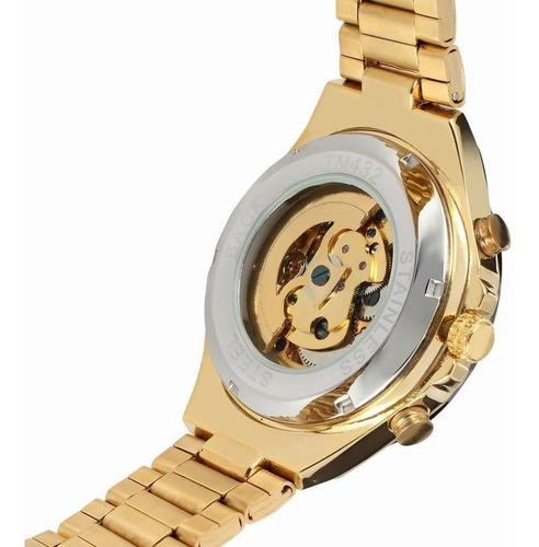 Relogio Masculino Luxo Inox Automatico Esqueletizado 432