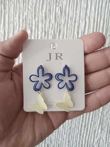 Aretes De Mariposa Con Flores Largos Colgantes Mujer Dama