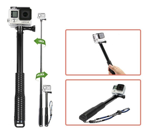 Imagem 6 de 7 de Bastao Extensivo Selfie De 28 A 92cm Para Gopro Xtrax Sjcam
