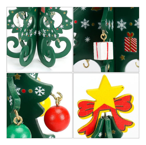 2ps Mini Árbol De Navidad De Madera 19 Cm Tema Navideño 3d