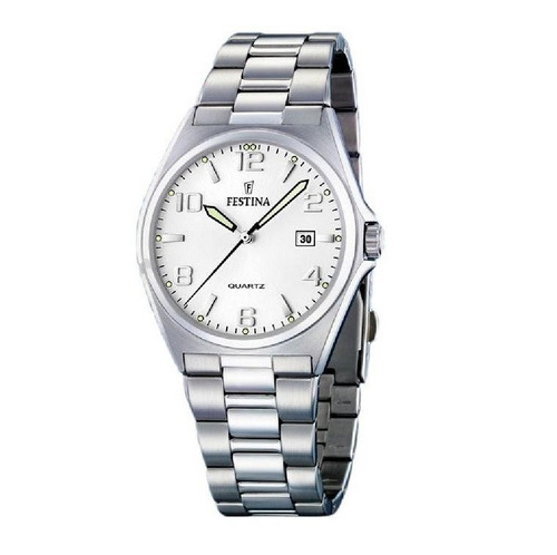 Reloj Festina Hombre F16374.5 Acero Calendario Clásico Malla Plateado Bisel Plateado Fondo Plateado