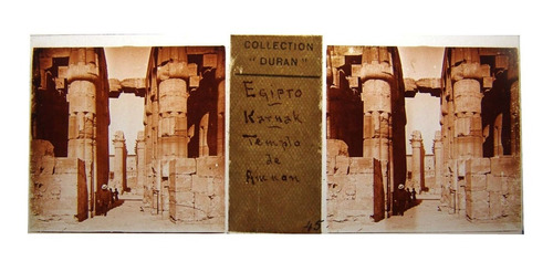 Antigua Foto Estéreo Placa Vidrio 1897 Egipto Karnak F17