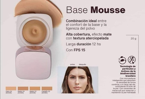 Base Mousse Natura Una Tono Claro 22 - Ana De Natuura Tono Claro 22