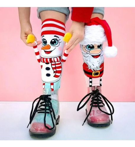 Medias Navideñas Con Dibujos Animados De Papá Noel En 3d, Es