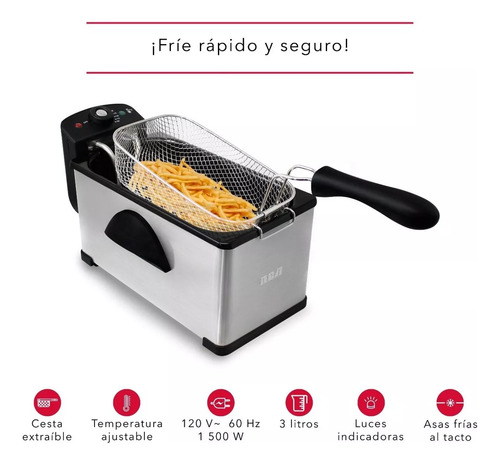 Freidora Electrica Acero Con Temperatura Ajustable Rca 1500w