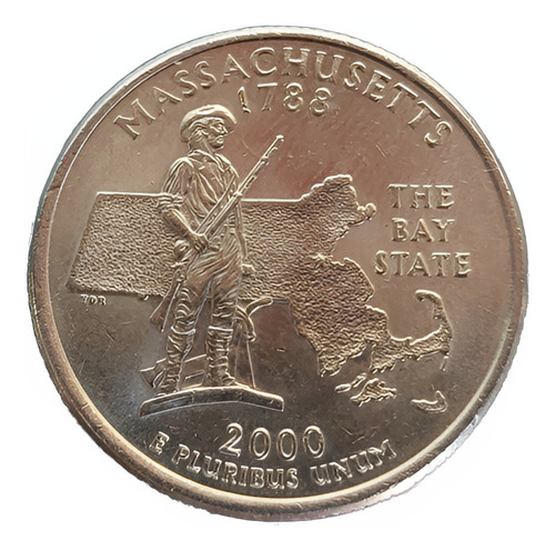 Antiga Moeda Comemorativa Quarter Dollar Massachusetts 2000 (Usado)