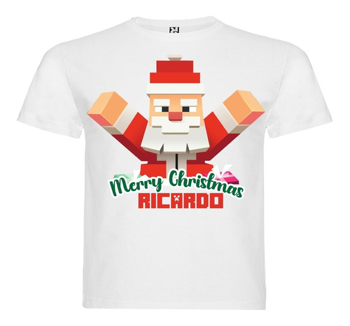 Polera Minecraft Navidad Personalizada Niños Algodón100% 