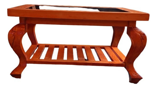 Mesa De Centro, Tallada Y Con Vidrio