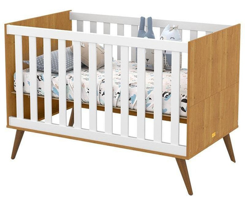 Berço Americano Retro Gold Freijó Branco Soft Eco Wood