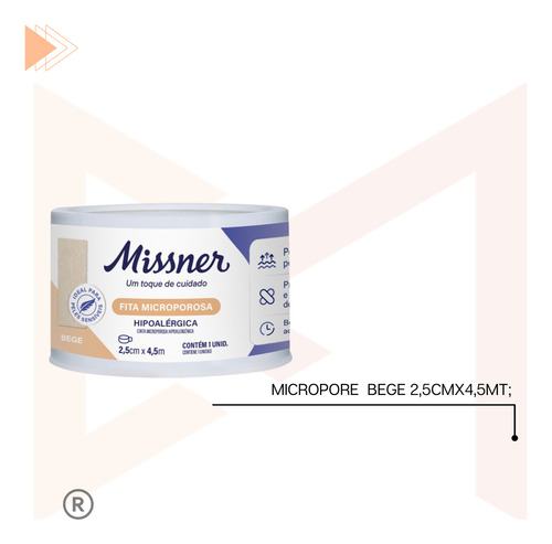 Fita Micropore 2,5cm X 4,5mt Microporosa Bege Curativo 10 Un