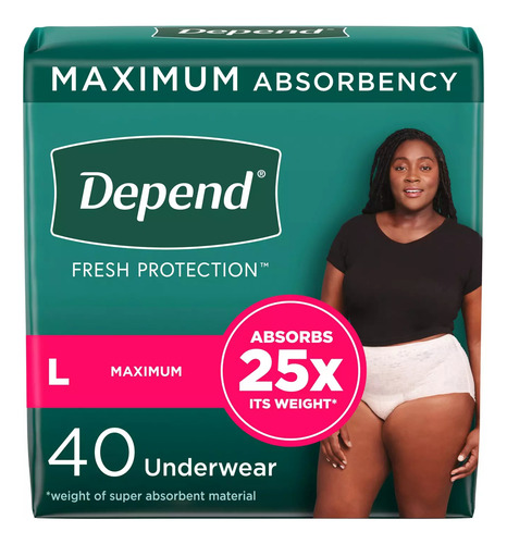Depend Fresh Protection Adult Incontinence Maximum L - 40pz