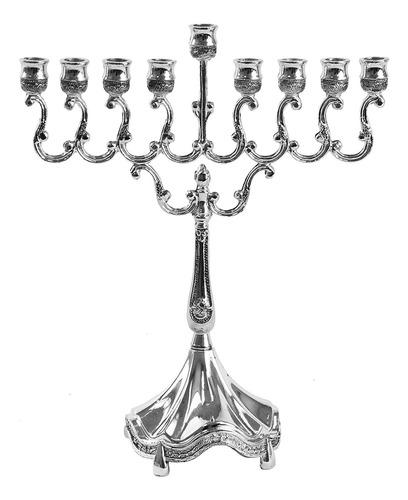 Ner Mitzvah Canukah Vela Chapada En Plata Menorah De Ner Mit