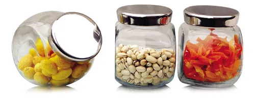 Frasco Vidrio Recipiente X 3 Tapa Metal 1.500 Ml