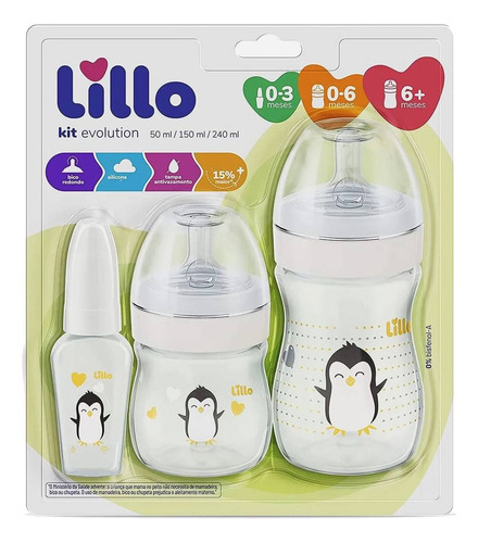 Lillo kit de mamadeira primeiros passos 50/150/240ml