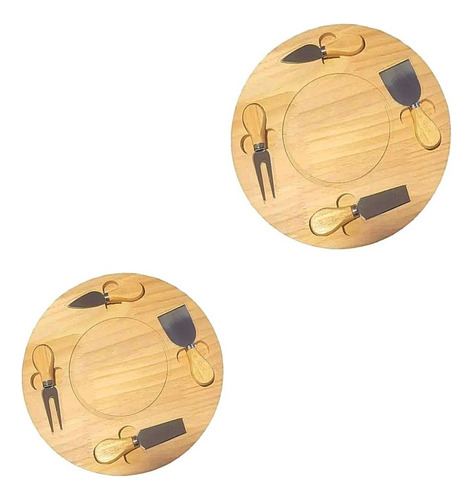 X2 Tablas De Picoteo Madera Cóctel + Utensilios Para Quesos