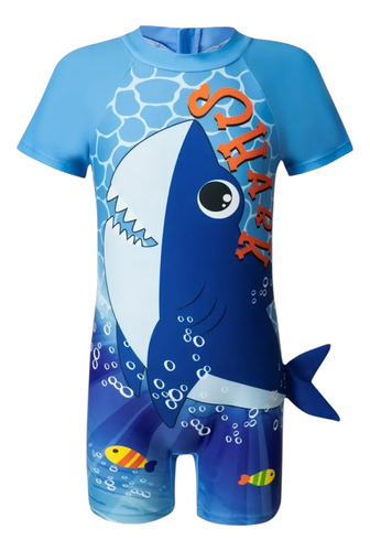 Traje De Baño Niño Tiburon Proteccion Solar Upf 50+ Playa Azul Acero Tiburón 7-8 Años