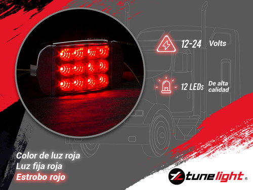 Set De 10 Plafones Lat Rect Luz Roja 12-24 Volts Tunelight