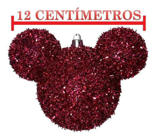 02 Bolas Enfeite Árvore Natal Mickey Rosa Glitter Disney