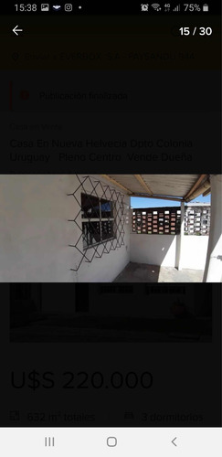 Casa En Nueva Helvecia Dpto Colonia Con Terreno Zona Centro Dueña Vende