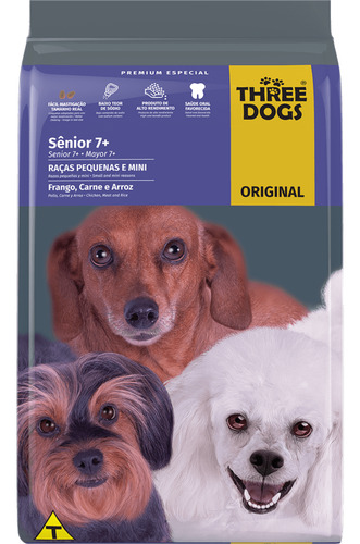 Ração Three Dogs Cães Sênior Mini/peq Frango E Carne 15kg