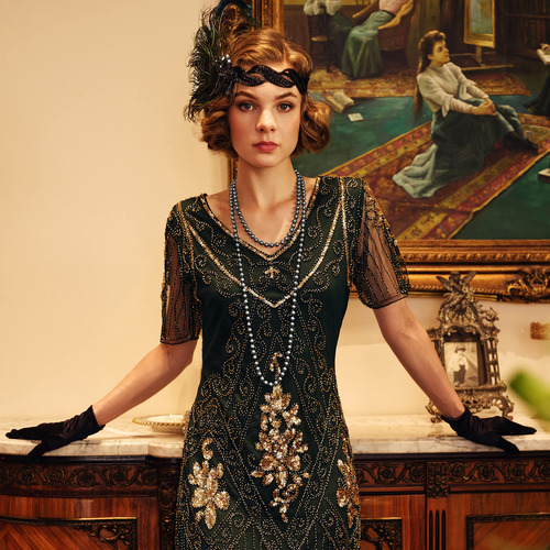 Collar Largo De Perlas Artificiales Set De Joyas 1920s