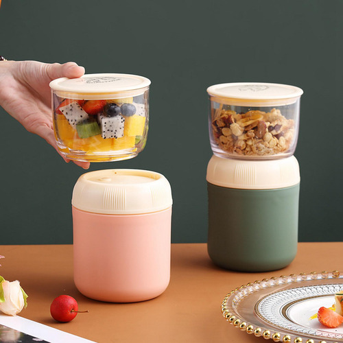 Recipiente De Yogur Portátil Con Cuchara Recipiente De