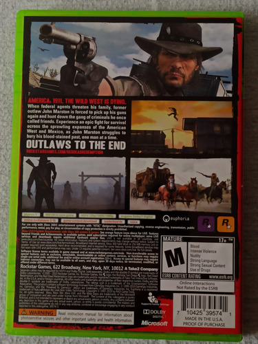 Red Dead Redemption Xbox 360 Original Físico Con Mapa (Usado)