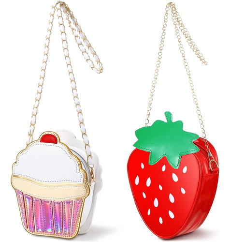 Cindeer 2 Uds. Bolso De Fresa Para Niñas, Bolso De Cupcakes,