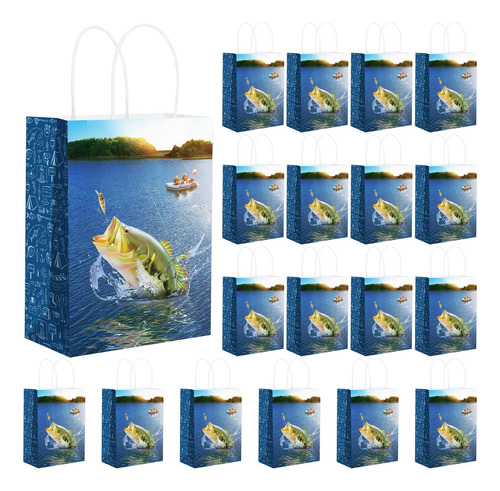 Qeeenar Paquete De 18 Bolsas De Regalo De Gone Fishing Goodi