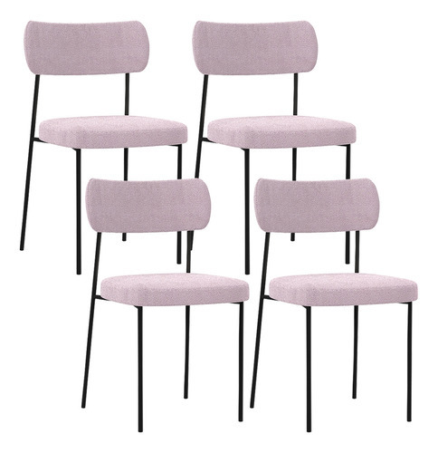 Kit 04 Cadeiras Para Sala De Jantar Melina Bouclê Rosê