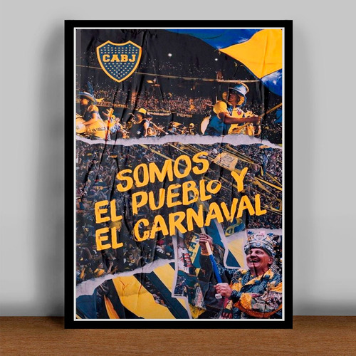 Cuadro Boca Juniors Collage 30x42cm Listo P Colgar - Negro