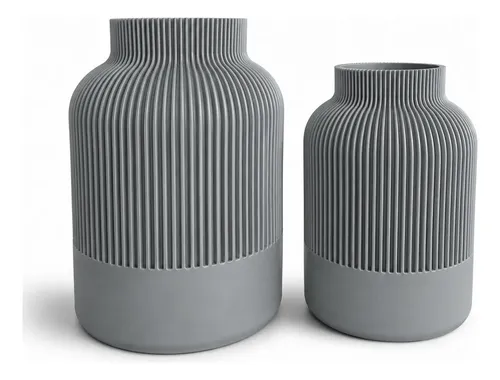 Kit 2 Vasos Decorativos Japandi Canelado Minimalista Moderno