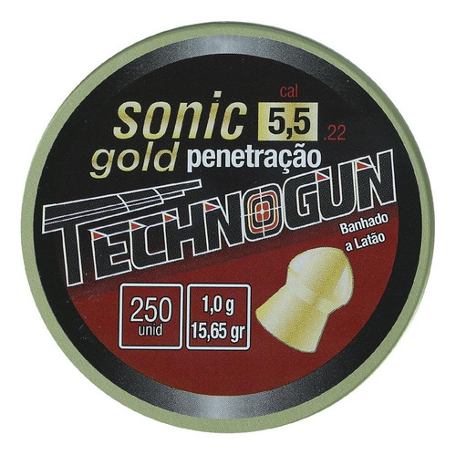 Chumbinhos 5.5 Technogun Sonic Gold 15,65 Grains 250unidades