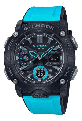 Relógio G-shock Carbon Core Guard Ga-2000-1a2dr Preto/azul