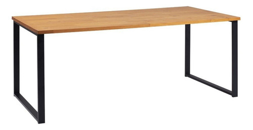 Mesa Jantar Cozinha I07 Madeira Taeda 180x77 cm Mel Aço Preto Dmobiliario