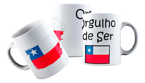 Caneca Cerâmica Bandeira Orgulho De Ser Do Chile Chileno