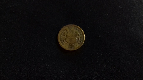Moneda Costa Rica Diez Centavos  1918 Escasa Bronce  E01