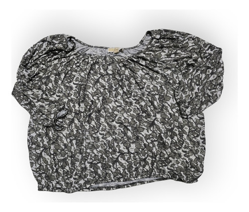 Blusa Michael Kors De Mujer Extra Grande Floreada Gris/negro