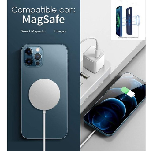 Cargador Inalambrico 20w Compatible Magsafe Iphone 12 A 15 Blanco