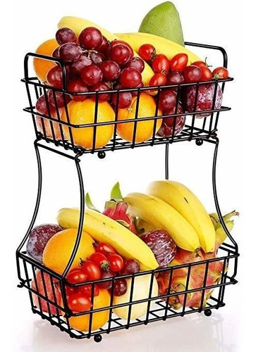 Tomcare 2-tier Canastas De Frutas Cesta De Metal Del Cuenco 